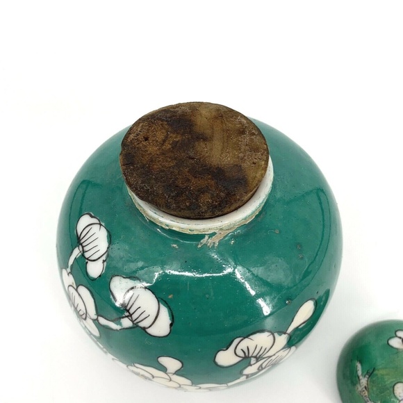 Vintage Green Cherry Blossom Tree Ginger Jar